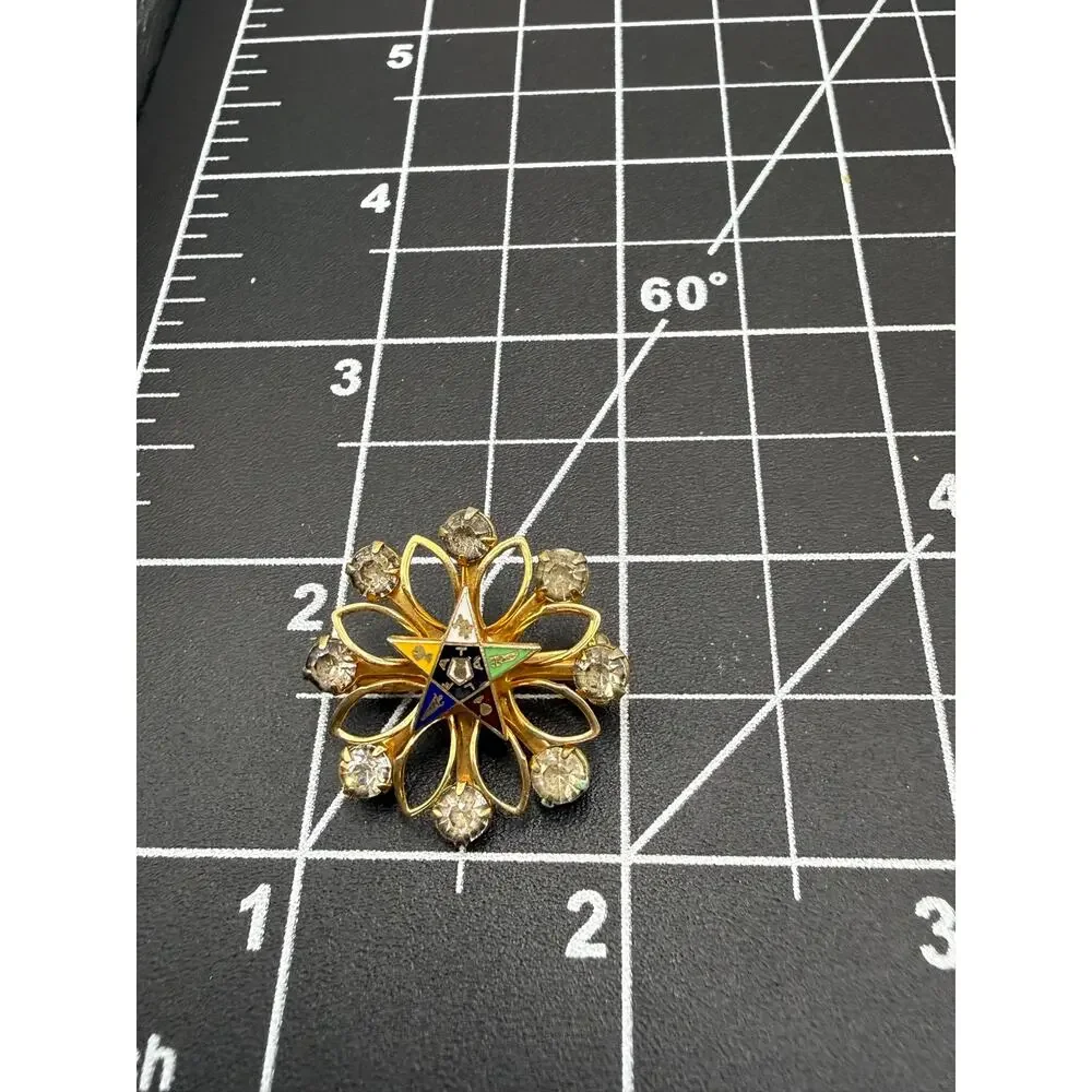 Vintage Order of Eastern Star OES Gold Tone Brooch